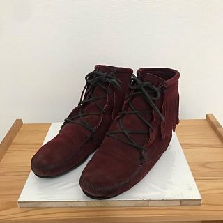 ミネトンカ(Minnetonka)のミネトンカ 7 24 24.5cm MINNETONKA フリンジブーツボルドー(ブーツ)