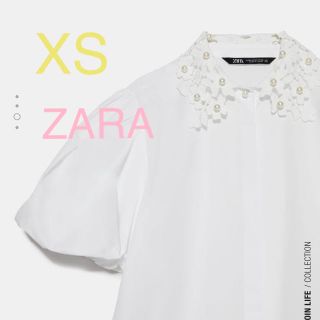 ザラ(ZARA)の本日ご購入で明日発送◆◆ザラ ZARA フェイク パール 襟 ブラウス シャツ(シャツ/ブラウス(半袖/袖なし))