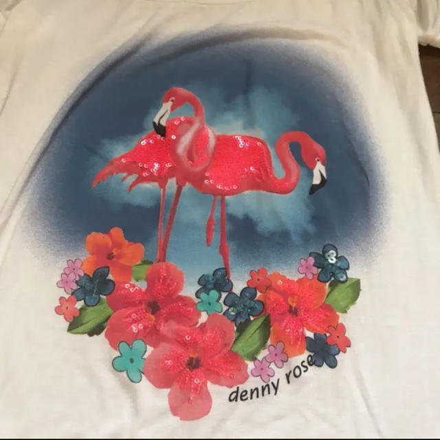 DENNYROSE(デニーローズ)の美品、DENNY ROSE フラミンゴ スパンコール 半袖Tシャツ イタリア レディースのトップス(Tシャツ(半袖/袖なし))の商品写真