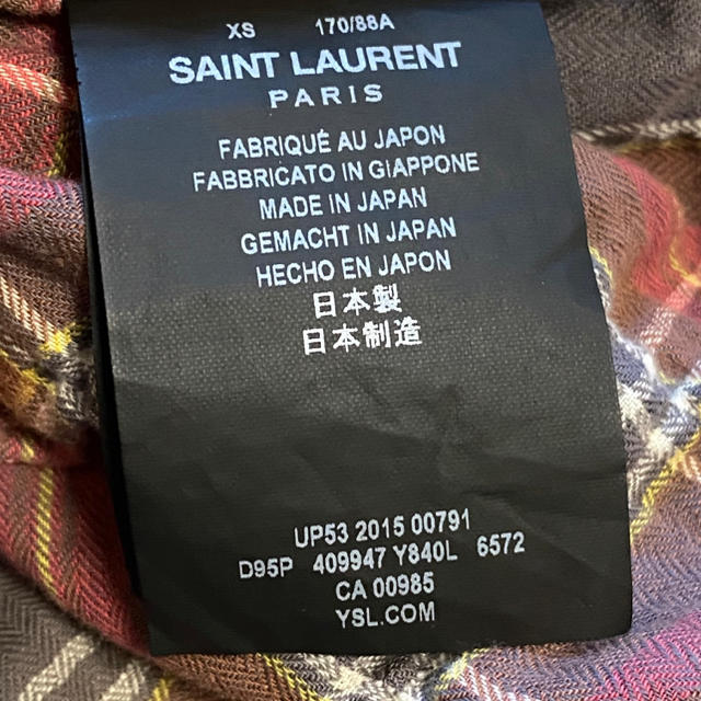 SAINT LAURENT PARIS 16SS ブリーチ加工 チェックシャツ