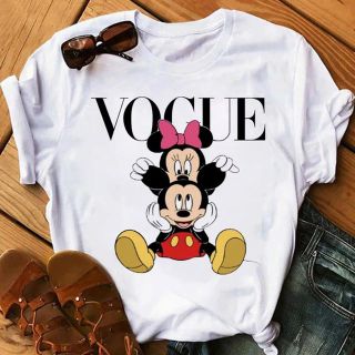 Vogue風夏物半袖ミッキーミニーTシャツ　XL大きいサイズ　新品　レディース(Tシャツ(半袖/袖なし))