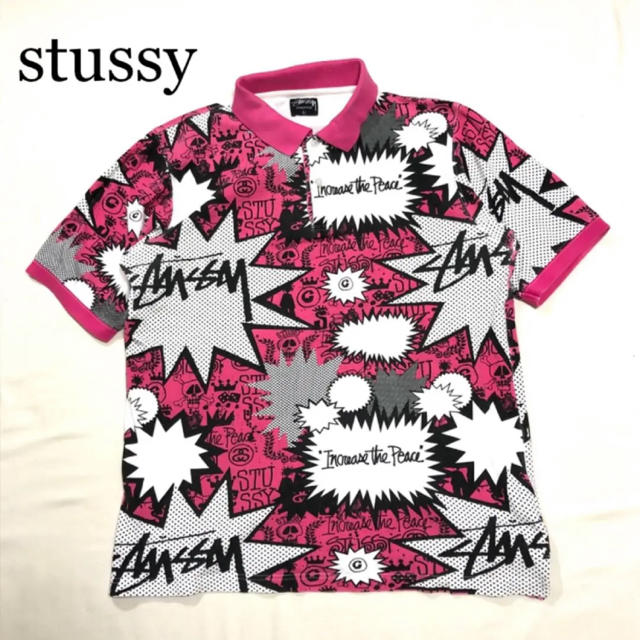 stussy 総柄 ポロシャツ
