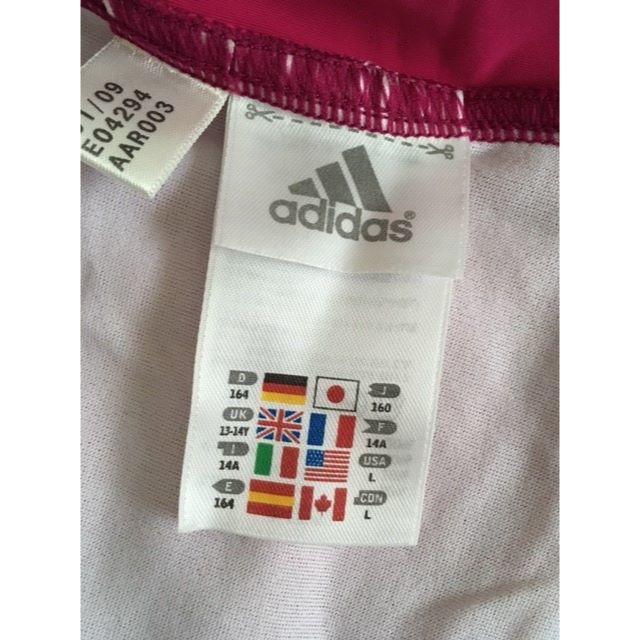 adidas(アディダス)の中古adidas 子供水着  160サイズ　レッド キッズ/ベビー/マタニティのキッズ服女の子用(90cm~)(水着)の商品写真