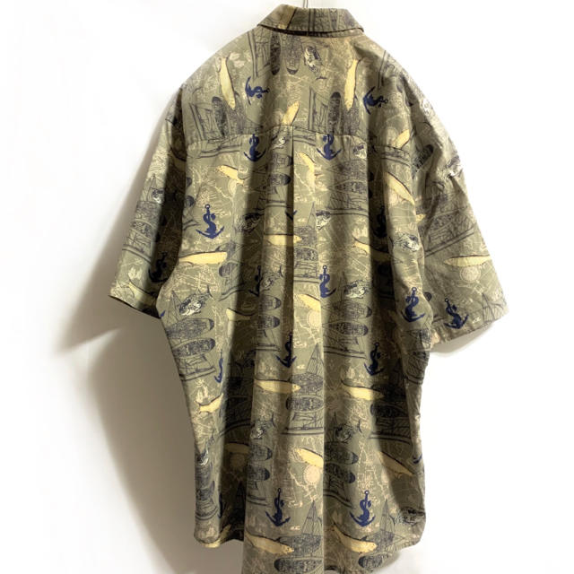 海外古着 ヴィンテージ 総柄シャツ 碇柄 船 魚柄 メンズのトップス(シャツ)の商品写真