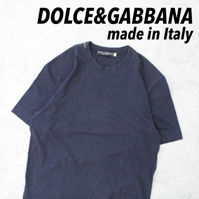 DOLCE&GABBANA(ドルチェアンドガッバーナ)のイタリア製 DOLCE&GABBANA ドルガバ 無地 ワンポイント ネイビー メンズのトップス(Tシャツ/カットソー(半袖/袖なし))の商品写真