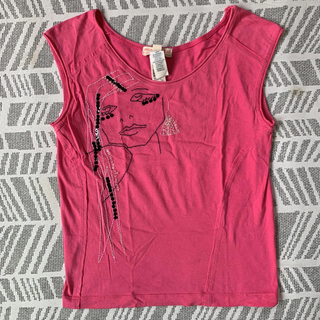 マンゴ(MANGO)のレディース　トップス　Tシャツ　カットソー　ノースリーブ　　ピンク(Tシャツ(半袖/袖なし))