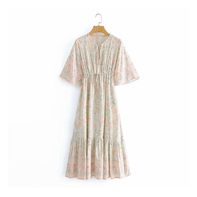 ZARA(ザラ)の1870＊S/S レトロ エスニック 花柄 ワンピース レディースのワンピース(ひざ丈ワンピース)の商品写真