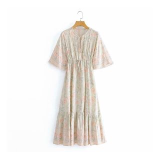 ザラ(ZARA)の1870＊S/S レトロ エスニック 花柄 ワンピース(ひざ丈ワンピース)