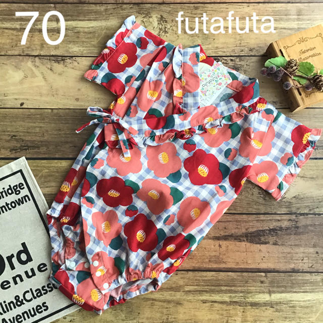 futafuta(フタフタ)の【70】フタフタ ツバキ 甚平 ロンパース キッズ/ベビー/マタニティのベビー服(~85cm)(甚平/浴衣)の商品写真