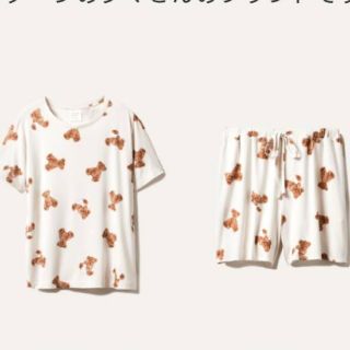 ジェラートピケ(gelato pique)のベアモチーフ抗菌防臭Tシャツ パンツセット(ルームウェア)