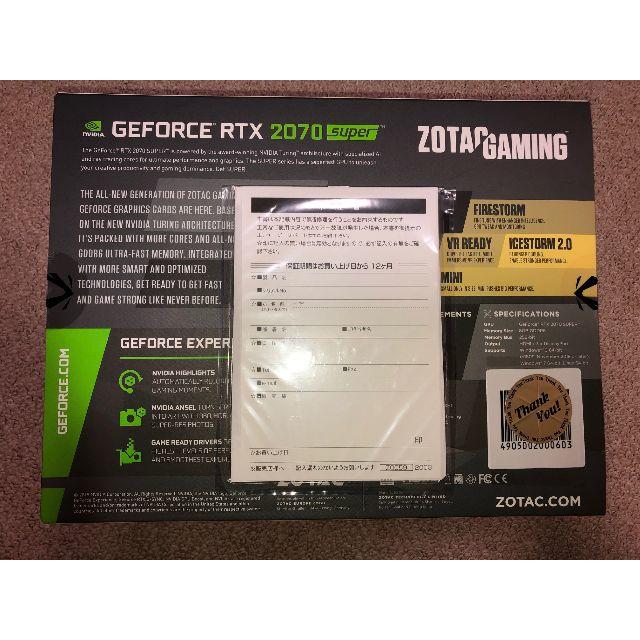 Nvidia Geforce ZOTAC RTX2070 SUPER MINI スマホ/家電/カメラのPC/タブレット(PCパーツ)の商品写真