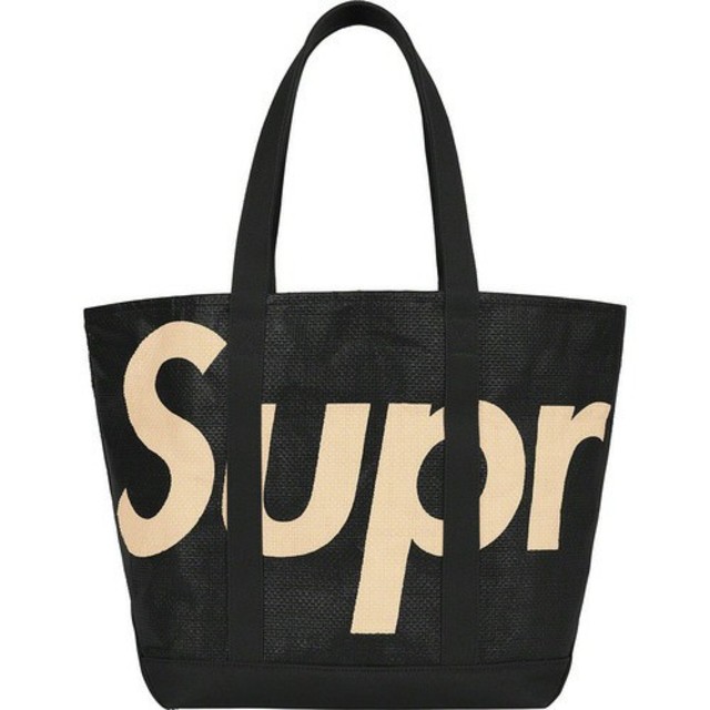 supreme raffia tote bag black