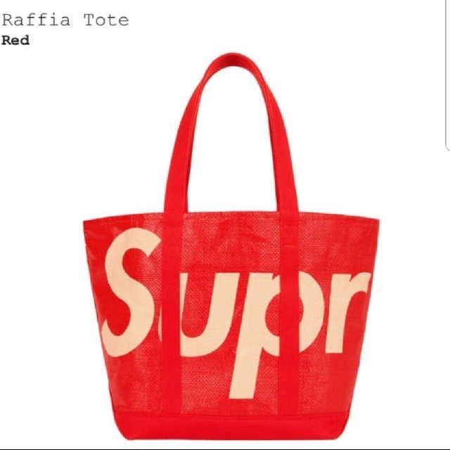 メンズ【値下げ】新品未使用　supreme Raffia tote トートバッグ　赤
