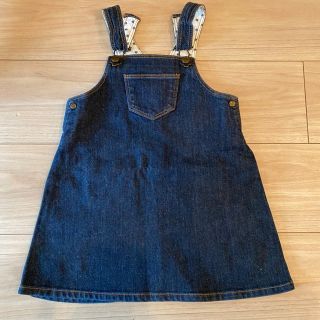 プチバトー(PETIT BATEAU)のほぼ未使用　プチバトー  24m86cm 大きめ90 デニムワンピース(ワンピース)