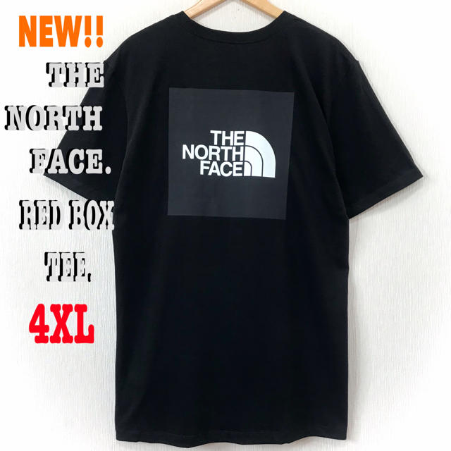 THE NORTH FACE(ザノースフェイス)のビッグサイズ US最新 ♪ ノースフェイス BOXロゴ Tシャツ 黒 4XL相当 メンズのトップス(Tシャツ/カットソー(半袖/袖なし))の商品写真