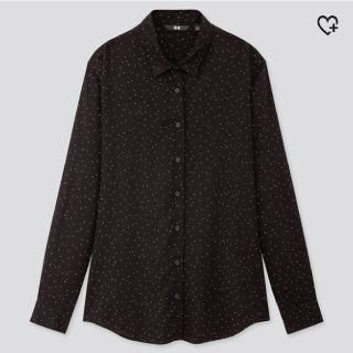 ユニクロ(UNIQLO)のレーヨンプリントブラウス　(ドット・長袖)(シャツ/ブラウス(長袖/七分))