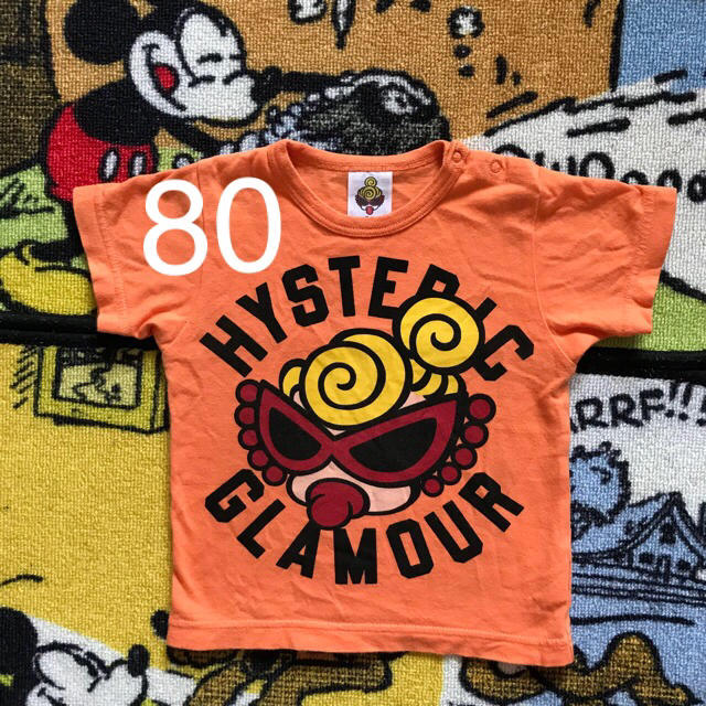 HYSTERIC MINI(ヒステリックミニ)のTシャツ 半袖 オレンジ 80 限定品 キッズ/ベビー/マタニティのベビー服(~85cm)(Ｔシャツ)の商品写真