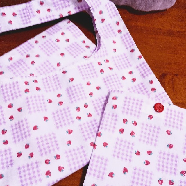 【ハンドメイド】コンビニのお弁当袋エコバッグ（大）収納ポーチ付 ハンドメイドのファッション小物(バッグ)の商品写真