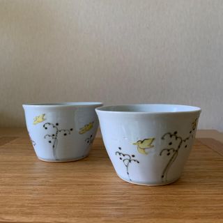 清水なお子 白磁 小鳥と蕨 カフェオレカップの通販 by ©️ocoもこ's ...