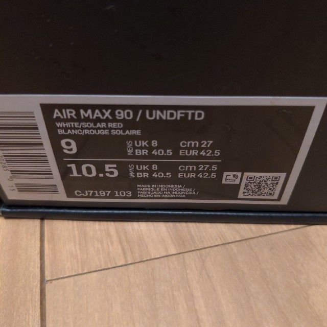 air max 90 X undefeatedWHITE/RED27cm