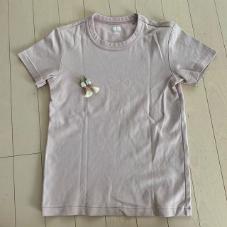 ユニクロ(UNIQLO)のUNIQLO U ラベンダーピンクTシャツX S &フリンジピアス(Tシャツ(半袖/袖なし))