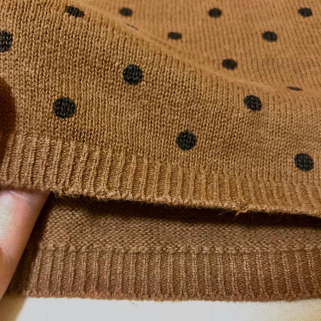 vintage サマーニット 綿麻 キャメル ドット 古着 レディースのトップス(カットソー(半袖/袖なし))の商品写真