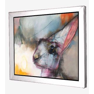 緑林シリーズ キャンバス絵画「白うさぎたち、やってきた