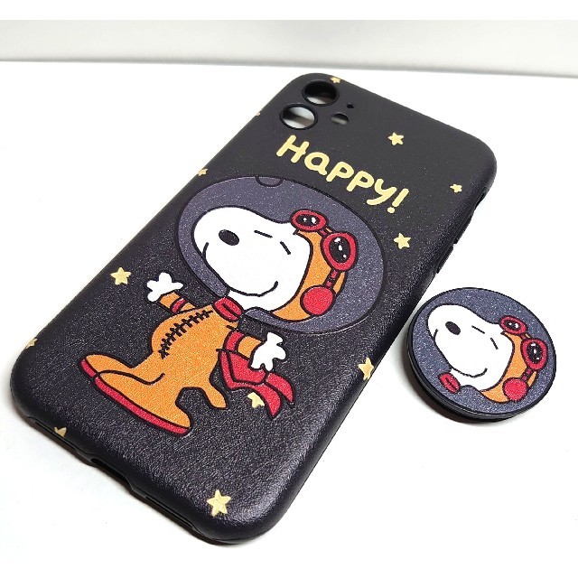 SNOOPY(スヌーピー)の新品♥iPhone11 スマホケース バンカーリング付 スヌーピー ブラック スマホ/家電/カメラのスマホアクセサリー(iPhoneケース)の商品写真