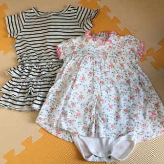 プチバトー(PETIT BATEAU)のプチバトー　ロンパース&ワンピース　6m/67cm 2枚セット(ロンパース)