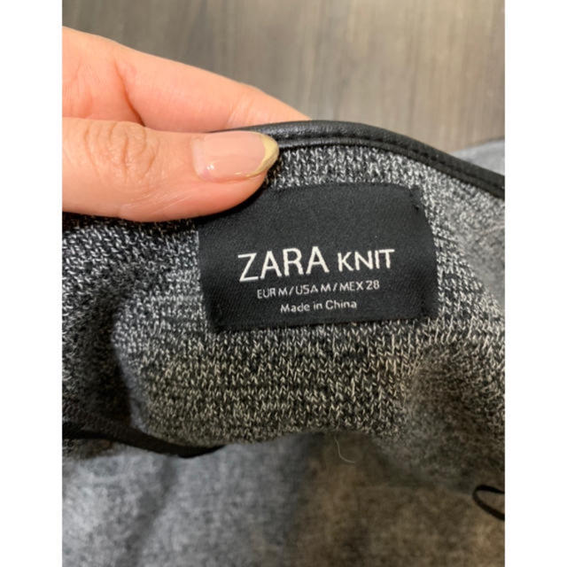 ZARA - 【美品】Zara ニットコート パイピング ミックス柄 黒 ブラック 