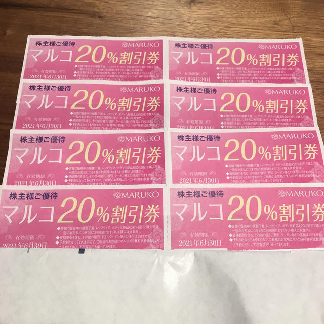 MARUKO(マルコ)のマルコ 割引券 8枚 チケットの優待券/割引券(ショッピング)の商品写真