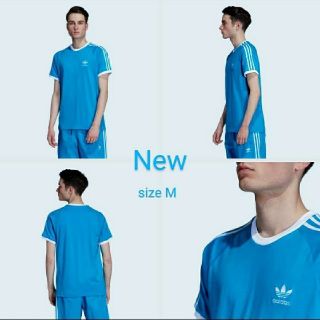 アディダス(adidas)の新品 M adidas originals Tシャツ 3ストライプ 水色×白(Tシャツ/カットソー(半袖/袖なし))