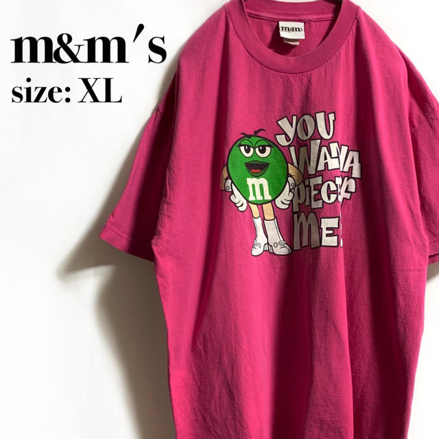 m&m's エムアンドエムズ Tシャツ ピンク グリーン キャラクター キャラT メンズのトップス(Tシャツ/カットソー(半袖/袖なし))の商品写真