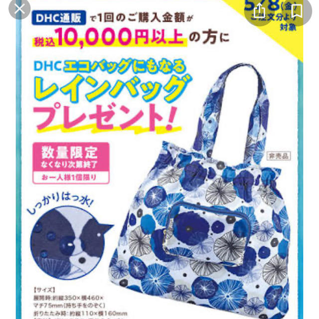 DHC(ディーエイチシー)のDHC エコバッグにもなるレインバッグ新品未開封 レディースのバッグ(エコバッグ)の商品写真