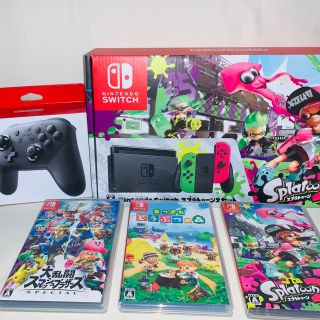 ニンテンドースイッチ(Nintendo Switch)のNintendo switch スプラトゥーン2同梱版＋プロコン、ソフト二本(家庭用ゲーム機本体)