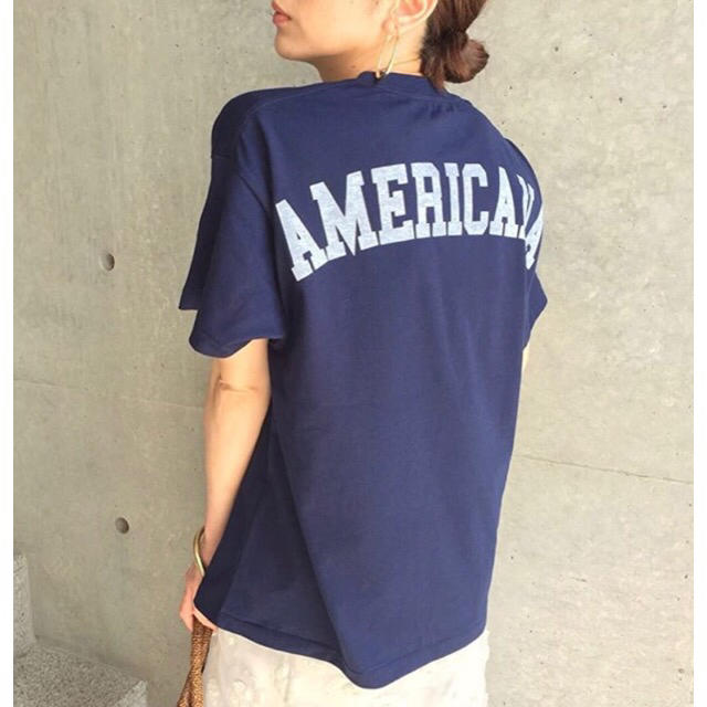 AMERICANA アメリカーナ ロゴTシャツ 別注*NAVY