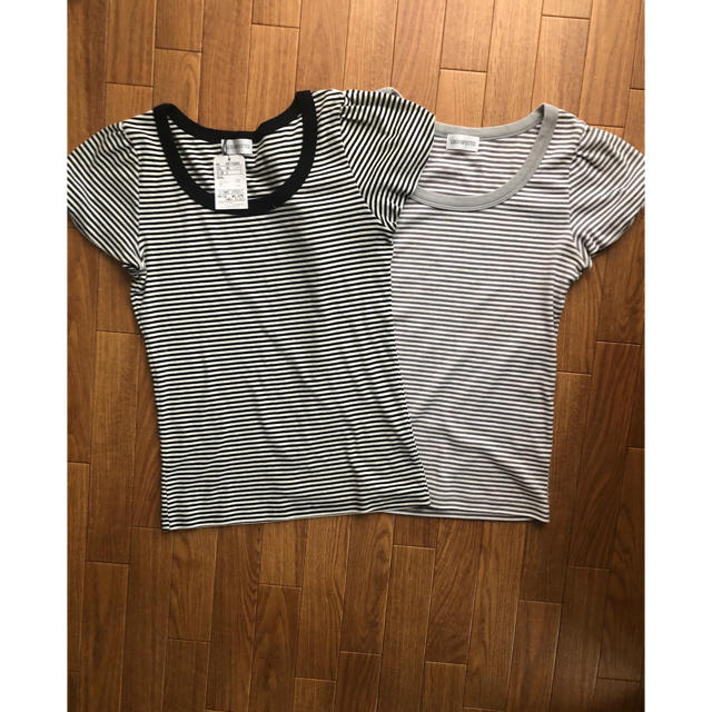 LODISPOTTO(ロディスポット)の新品　半袖パフスリーブボーダートップス Mサイズ レディースのトップス(Tシャツ(半袖/袖なし))の商品写真