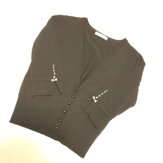 ルネ❇️Rene❇️美品 スワロフスキー付きVネックカーディガン 黒34