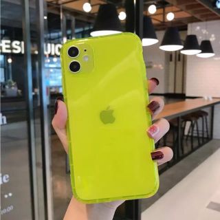 新品 蛍光色 イエロー iPhone11 ケース おしゃれ 綺麗(iPhoneケース)