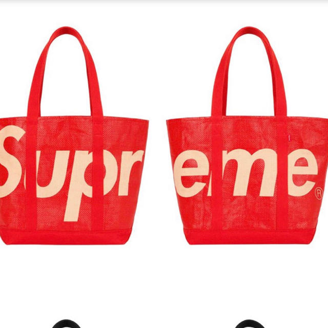 supreme raffia tote 赤