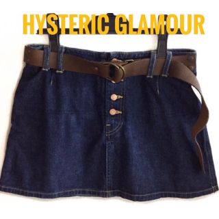 ヒステリックグラマー(HYSTERIC GLAMOUR)のヒステリックグラマー   レザー ベルト付き デニム  ミニスカート(ミニスカート)