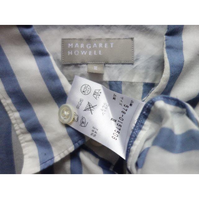 MARGARET HOWELL(マーガレットハウエル)の美品マーガレットハウエル☆キャンディストライプ シャツワンピース 2 ブルー レディースのワンピース(ひざ丈ワンピース)の商品写真