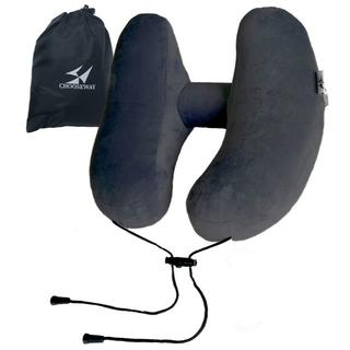 ネックピロー 携帯枕 トラベルピロー 昼寝枕 空気枕 ブラック 旅行item(旅行用品)