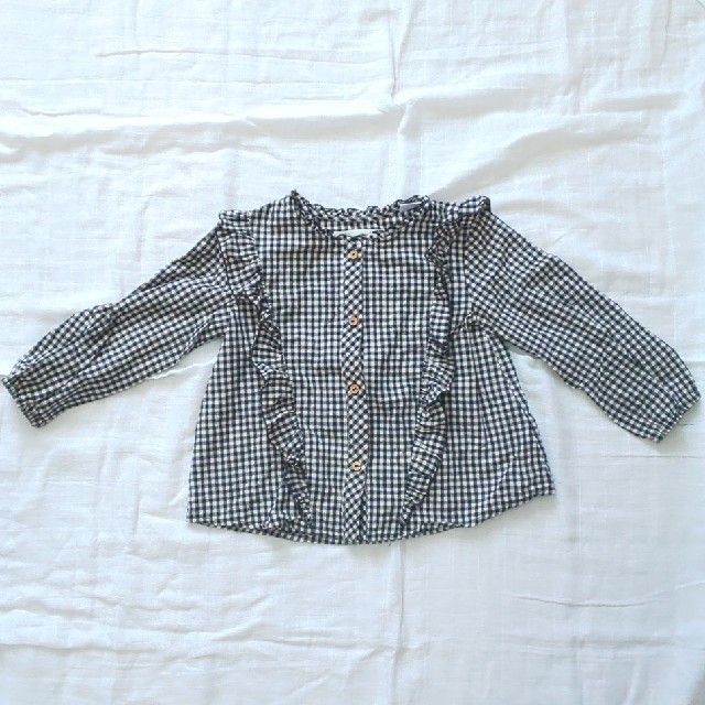 ZARA KIDS(ザラキッズ)の再再々値下げ！zara 104cm ギンガムチェックブラウス キッズ/ベビー/マタニティのキッズ服女の子用(90cm~)(ブラウス)の商品写真