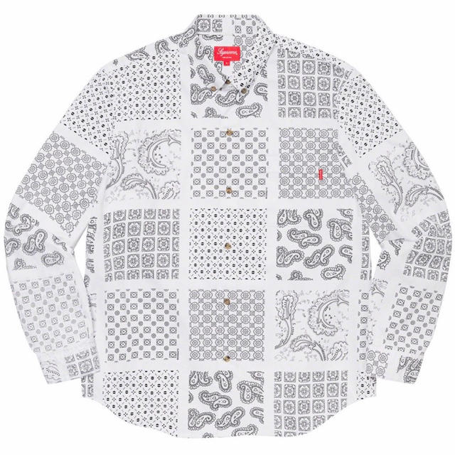 新品未使用 Supreme Paisley Grid Shirt Whiteシャツ