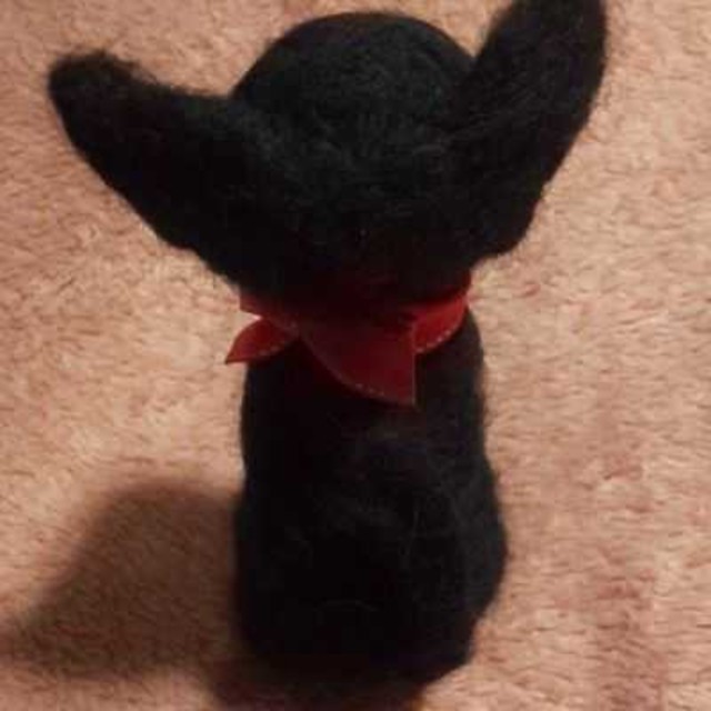 羊毛フェルトハンドメイド黒猫ちゃん ハンドメイドのぬいぐるみ/人形(ぬいぐるみ)の商品写真