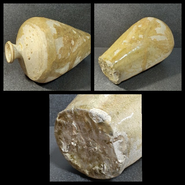 独創的 鎌倉時代 古瀬戸 灰釉 瓶子 高さ29.0cm 修復跡有り 日本古美術 独創的 鎌倉時代 古瀬戸 灰釉 瓶子 高さ29.0cm 修復跡有り 日本古美術