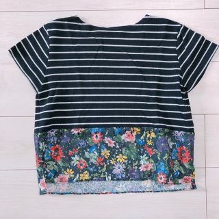 カージュ(Khaju)のKhaju カージュ トップス　ネイビー　花　ボーダー (カットソー(半袖/袖なし))