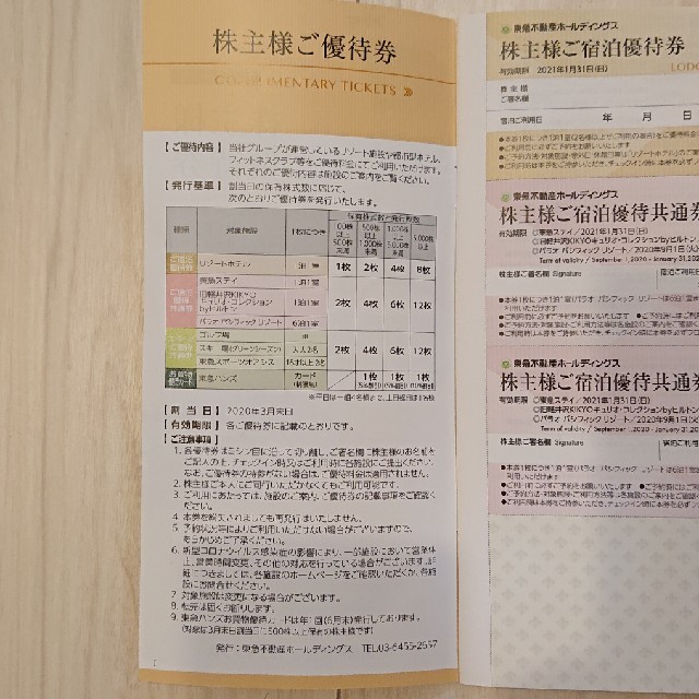 東急不動産ホールディングス株主優待券 チケットの優待券/割引券(その他)の商品写真