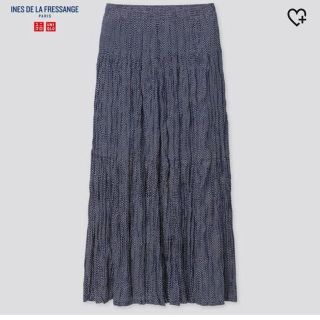 ユニクロ(UNIQLO)のツイストプリーツロングスカート Blue XXL(ロングスカート)